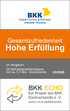 Grafik des Siegels zur Versichertenbefragung "BKK Echo" mit der Note "sehr gut" bei der Gesamtzufriedenheit